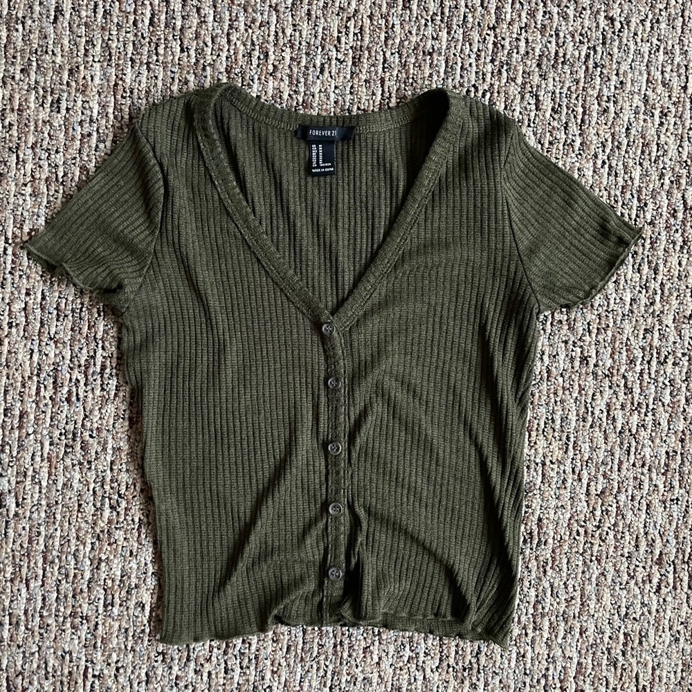 Army green crop top